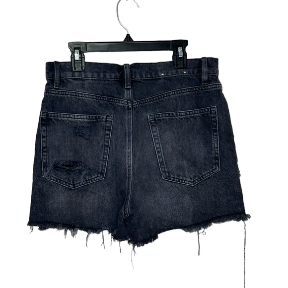 Garage Denim black distressed buttoned fringe shorts size 27 - Picture 9 of 10